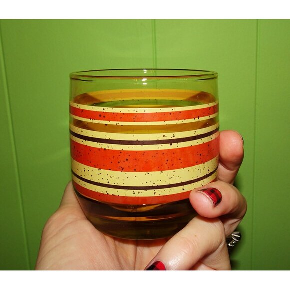 Vintage Four Golden Rust & Cream Anchor Hocking Drink Glasses MCM 1970s - Picture 4 of 9